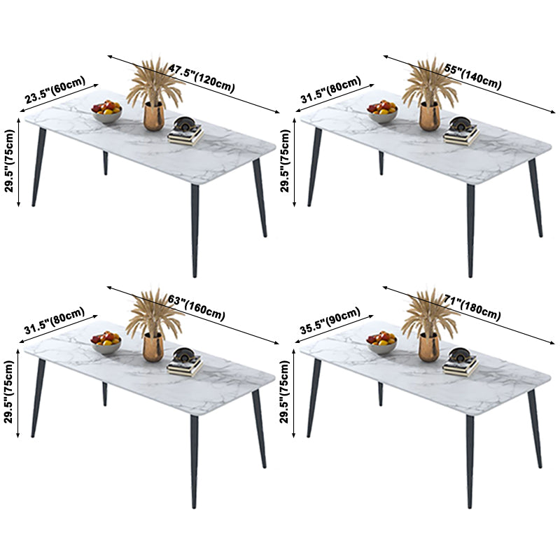 Contemporary White Standard Dining Table Sintered Stone Rectangle Dining Table with 4 Legs Base Clearhalo ' dining_table' 'Dining Tables & Seating' 'Dining Tables' 'Furniture' 'furniture_dining_table' 'Kitchen & Dining Furniture' 'kitchen&dining_furn' 'kitchen' 'kitchen_dining_table' 3578228