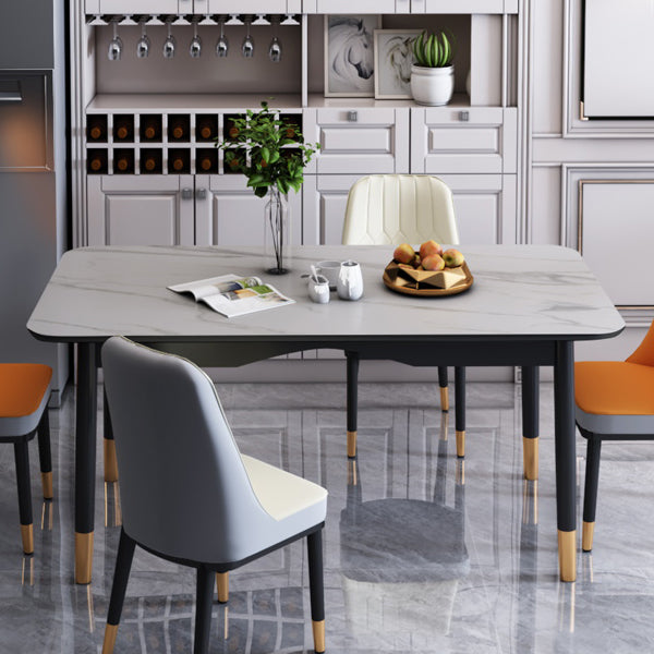 Modern Sintered Stone Standard Dining Table Rectangle Kitchen Dining Table with 4 Legs Base Clearhalo ' dining_table' 'Dining Tables & Seating' 'Dining Tables' 'Furniture' 'furniture_dining_table' 'Kitchen & Dining Furniture' 'kitchen&dining_furn' 'kitchen' 'kitchen_dining_table' 3578229