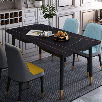 Modern Sintered Stone Standard Dining Table Rectangle Kitchen Dining Table with 4 Legs Base Black Clearhalo ' dining_table' 'Dining Tables & Seating' 'Dining Tables' 'Furniture' 'furniture_dining_table' 'Kitchen & Dining Furniture' 'kitchen&dining_furn' 'kitchen' 'kitchen_dining_table' 3578230