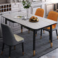Modern Sintered Stone Standard Dining Table Rectangle Kitchen Dining Table with 4 Legs Base White Gold Clearhalo ' dining_table' 'Dining Tables & Seating' 'Dining Tables' 'Furniture' 'furniture_dining_table' 'Kitchen & Dining Furniture' 'kitchen&dining_furn' 'kitchen' 'kitchen_dining_table' 3578231