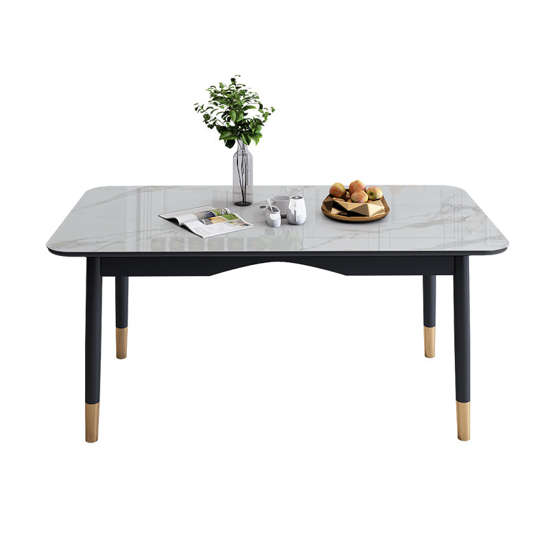 Modern Sintered Stone Standard Dining Table Rectangle Kitchen Dining Table with 4 Legs Base Clearhalo ' dining_table' 'Dining Tables & Seating' 'Dining Tables' 'Furniture' 'furniture_dining_table' 'Kitchen & Dining Furniture' 'kitchen&dining_furn' 'kitchen' 'kitchen_dining_table' 3578233