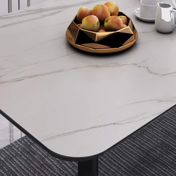 Modern Sintered Stone Standard Dining Table Rectangle Kitchen Dining Table with 4 Legs Base Clearhalo ' dining_table' 'Dining Tables & Seating' 'Dining Tables' 'Furniture' 'furniture_dining_table' 'Kitchen & Dining Furniture' 'kitchen&dining_furn' 'kitchen' 'kitchen_dining_table' 3578234