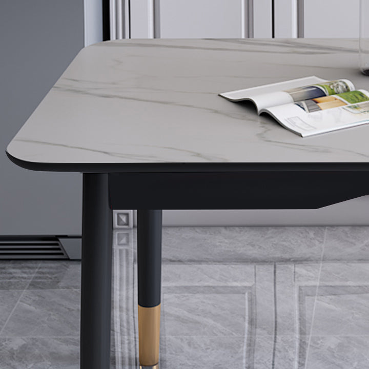 Modern Sintered Stone Standard Dining Table Rectangle Kitchen Dining Table with 4 Legs Base Clearhalo ' dining_table' 'Dining Tables & Seating' 'Dining Tables' 'Furniture' 'furniture_dining_table' 'Kitchen & Dining Furniture' 'kitchen&dining_furn' 'kitchen' 'kitchen_dining_table' 3578235