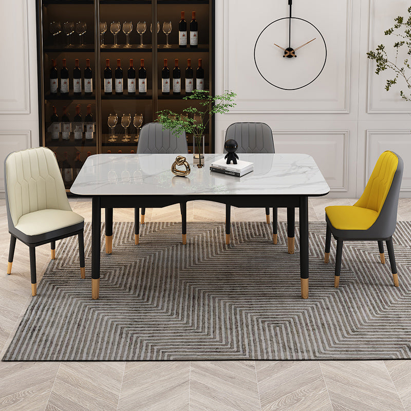 Modern Sintered Stone Standard Dining Table Rectangle Kitchen Dining Table with 4 Legs Base Clearhalo ' dining_table' 'Dining Tables & Seating' 'Dining Tables' 'Furniture' 'furniture_dining_table' 'Kitchen & Dining Furniture' 'kitchen&dining_furn' 'kitchen' 'kitchen_dining_table' 3578236