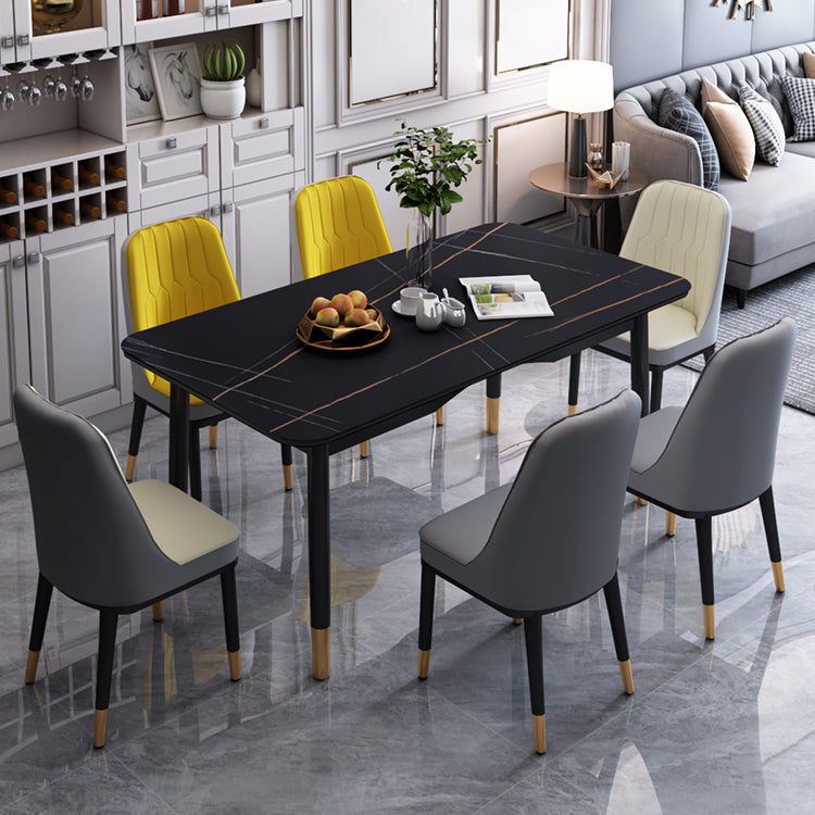 Modern Sintered Stone Standard Dining Table Rectangle Kitchen Dining Table with 4 Legs Base Clearhalo ' dining_table' 'Dining Tables & Seating' 'Dining Tables' 'Furniture' 'furniture_dining_table' 'Kitchen & Dining Furniture' 'kitchen&dining_furn' 'kitchen' 'kitchen_dining_table' 3578237