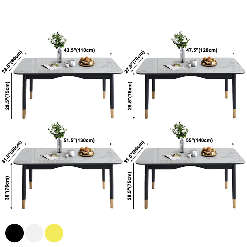 Modern Sintered Stone Standard Dining Table Rectangle Kitchen Dining Table with 4 Legs Base Clearhalo ' dining_table' 'Dining Tables & Seating' 'Dining Tables' 'Furniture' 'furniture_dining_table' 'Kitchen & Dining Furniture' 'kitchen&dining_furn' 'kitchen' 'kitchen_dining_table' 3578238