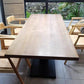 Solid Wood Rectangle Dining Table Modern Kitchen Wood Table with Metal Pedestal Clearhalo ' dining_table' 'Dining Tables & Seating' 'Dining Tables' 'Furniture' 'furniture_dining_table' 'Kitchen & Dining Furniture' 'kitchen&dining_furn' 'kitchen' 'kitchen_dining_table' 3578254