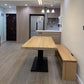 Solid Wood Rectangle Dining Table Modern Kitchen Wood Table with Metal Pedestal Clearhalo ' dining_table' 'Dining Tables & Seating' 'Dining Tables' 'Furniture' 'furniture_dining_table' 'Kitchen & Dining Furniture' 'kitchen&dining_furn' 'kitchen' 'kitchen_dining_table' 3578257