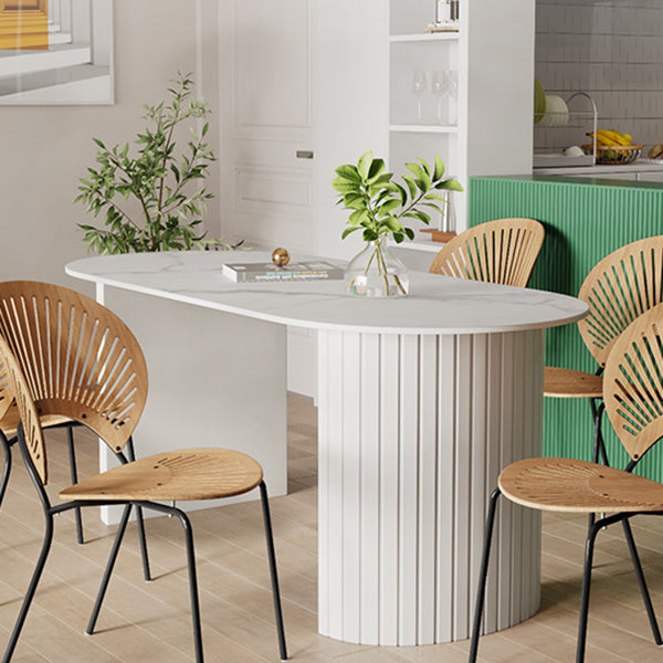 Metal Modern Oval Dining Table White Sintered Stone Table for Dining Room and Kitchen Clearhalo ' dining_table' 'Dining Tables & Seating' 'Dining Tables' 'Furniture' 'furniture_dining_table' 'Kitchen & Dining Furniture' 'kitchen&dining_furn' 'kitchen' 'kitchen_dining_table' 3578259