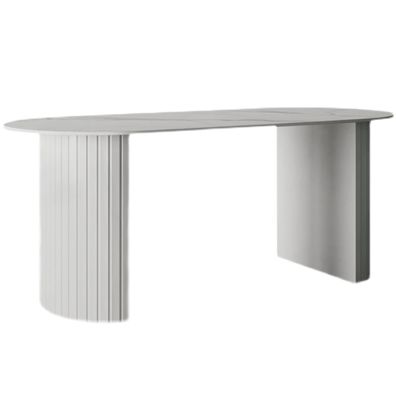Metal Modern Oval Dining Table White Sintered Stone Table for Dining Room and Kitchen Clearhalo ' dining_table' 'Dining Tables & Seating' 'Dining Tables' 'Furniture' 'furniture_dining_table' 'Kitchen & Dining Furniture' 'kitchen&dining_furn' 'kitchen' 'kitchen_dining_table' 3578263