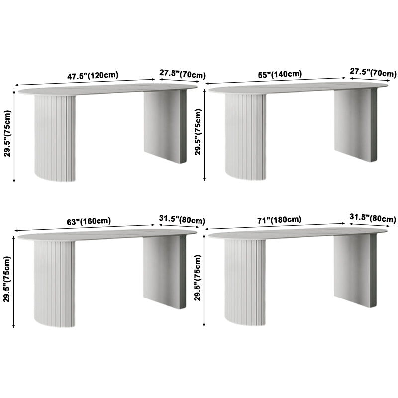 Metal Modern Oval Dining Table White Sintered Stone Table for Dining Room and Kitchen Clearhalo ' dining_table' 'Dining Tables & Seating' 'Dining Tables' 'Furniture' 'furniture_dining_table' 'Kitchen & Dining Furniture' 'kitchen&dining_furn' 'kitchen' 'kitchen_dining_table' 3578268