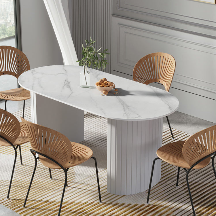 Metal Modern Oval Dining Table White Sintered Stone Table for Dining Room and Kitchen Clearhalo ' dining_table' 'Dining Tables & Seating' 'Dining Tables' 'Furniture' 'furniture_dining_table' 'Kitchen & Dining Furniture' 'kitchen&dining_furn' 'kitchen' 'kitchen_dining_table' 3578269