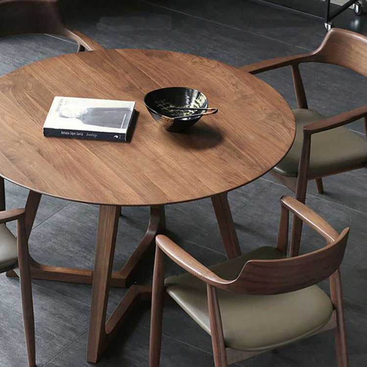 Solid Wood Round Dining Table Modern Contemporary Kitchen Wood Table with Double Pedestal Clearhalo ' dining_table' 'Dining Tables & Seating' 'Dining Tables' 'Furniture' 'furniture_dining_table' 'Kitchen & Dining Furniture' 'kitchen&dining_furn' 'kitchen' 'kitchen_dining_table' 3578273