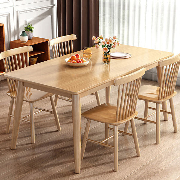 Simple Style Dining Table Rubberwood Solid Wood with 4 Legs Base Table in Wood Color Clearhalo ' dining_table' 'Dining Tables & Seating' 'Dining Tables' 'Furniture' 'furniture_dining_table' 'Kitchen & Dining Furniture' 'kitchen&dining_furn' 'kitchen' 'kitchen_dining_table' 3578282