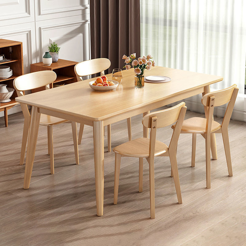 Simple Style Dining Table Rubberwood Solid Wood with 4 Legs Base Table in Wood Color Clearhalo ' dining_table' 'Dining Tables & Seating' 'Dining Tables' 'Furniture' 'furniture_dining_table' 'Kitchen & Dining Furniture' 'kitchen&dining_furn' 'kitchen' 'kitchen_dining_table' 3578286