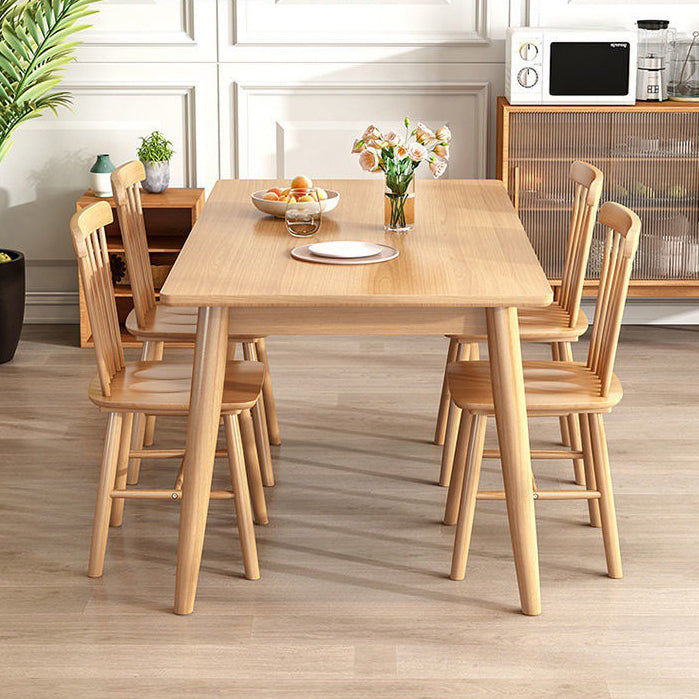 Simple Style Dining Table Rubberwood Solid Wood with 4 Legs Base Table in Wood Color Clearhalo ' dining_table' 'Dining Tables & Seating' 'Dining Tables' 'Furniture' 'furniture_dining_table' 'Kitchen & Dining Furniture' 'kitchen&dining_furn' 'kitchen' 'kitchen_dining_table' 3578287