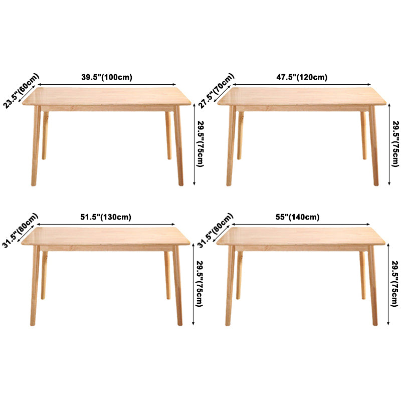 Simple Style Dining Table Rubberwood Solid Wood with 4 Legs Base Table in Wood Color Clearhalo ' dining_table' 'Dining Tables & Seating' 'Dining Tables' 'Furniture' 'furniture_dining_table' 'Kitchen & Dining Furniture' 'kitchen&dining_furn' 'kitchen' 'kitchen_dining_table' 3578288
