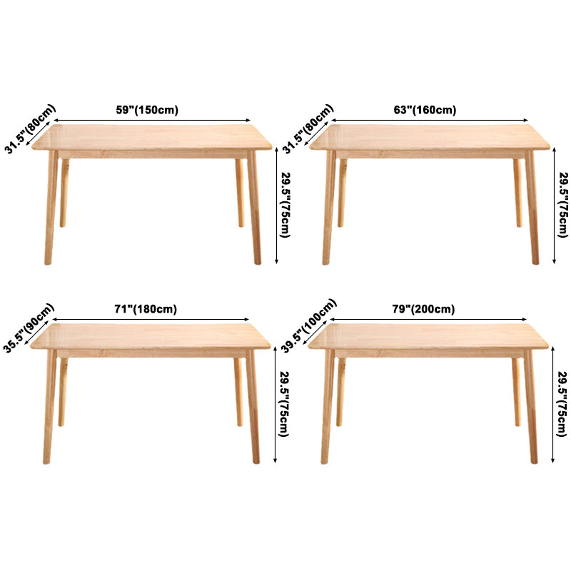 Simple Style Dining Table Rubberwood Solid Wood with 4 Legs Base Table in Wood Color Clearhalo ' dining_table' 'Dining Tables & Seating' 'Dining Tables' 'Furniture' 'furniture_dining_table' 'Kitchen & Dining Furniture' 'kitchen&dining_furn' 'kitchen' 'kitchen_dining_table' 3578289