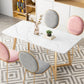 Modern White Kitchen Dining Table Sintered Stone Rectangle Shape Dining Table with Double Pedestal Clearhalo ' dining_table' 'Dining Tables & Seating' 'Dining Tables' 'Furniture' 'furniture_dining_table' 'Kitchen & Dining Furniture' 'kitchen&dining_furn' 'kitchen' 'kitchen_dining_table' 3578295