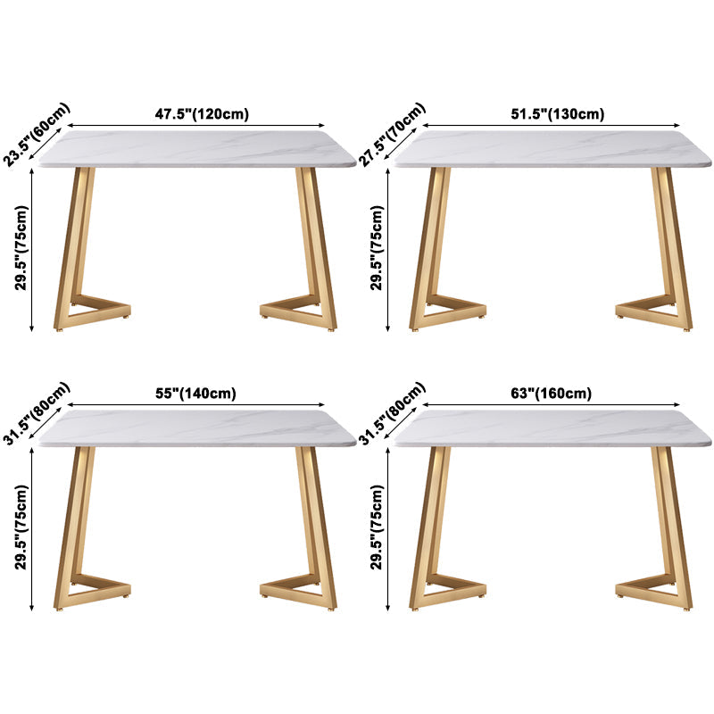 Modern White Kitchen Dining Table Sintered Stone Rectangle Shape Dining Table with Double Pedestal Clearhalo ' dining_table' 'Dining Tables & Seating' 'Dining Tables' 'Furniture' 'furniture_dining_table' 'Kitchen & Dining Furniture' 'kitchen&dining_furn' 'kitchen' 'kitchen_dining_table' 3578303