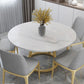Contemporary Round Dining Table White Sintered Stone Dining Table with Pedestal Base Clearhalo ' dining_table' 'Dining Tables & Seating' 'Dining Tables' 'Furniture' 'furniture_dining_table' 'Kitchen & Dining Furniture' 'kitchen&dining_furn' 'kitchen' 'kitchen_dining_table' 3578323