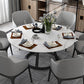 Contemporary Round Dining Table White Sintered Stone Dining Table with Pedestal Base Clearhalo ' dining_table' 'Dining Tables & Seating' 'Dining Tables' 'Furniture' 'furniture_dining_table' 'Kitchen & Dining Furniture' 'kitchen&dining_furn' 'kitchen' 'kitchen_dining_table' 3578324