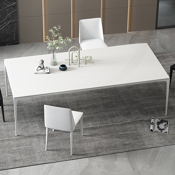 Modern White Sintered Stone Dining Table Rectangle Home Use Table with 4 Legs Clearhalo ' dining_table' 'Dining Tables & Seating' 'Dining Tables' 'Furniture' 'furniture_dining_table' 'Kitchen & Dining Furniture' 'kitchen&dining_furn' 'kitchen' 'kitchen_dining_table' 3578335