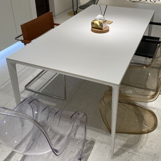 Modern White Sintered Stone Dining Table Rectangle Home Use Table with 4 Legs Clearhalo ' dining_table' 'Dining Tables & Seating' 'Dining Tables' 'Furniture' 'furniture_dining_table' 'Kitchen & Dining Furniture' 'kitchen&dining_furn' 'kitchen' 'kitchen_dining_table' 3578340