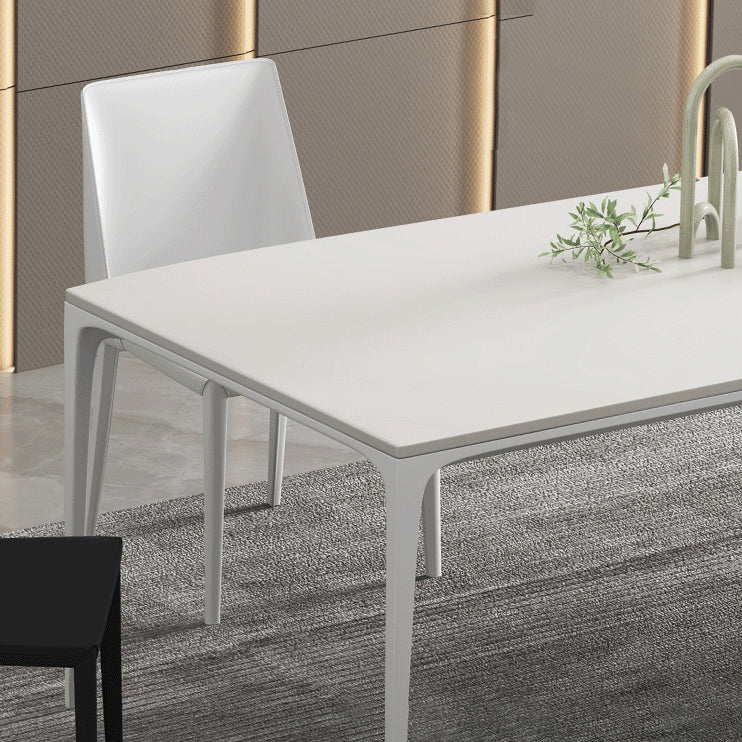 Modern White Sintered Stone Dining Table Rectangle Home Use Table with 4 Legs Clearhalo ' dining_table' 'Dining Tables & Seating' 'Dining Tables' 'Furniture' 'furniture_dining_table' 'Kitchen & Dining Furniture' 'kitchen&dining_furn' 'kitchen' 'kitchen_dining_table' 3578341