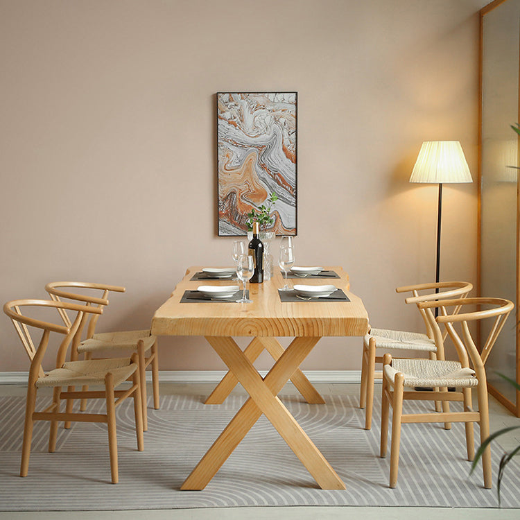 Rectangle Solid Wood Dining Table Modern Contemporary Kitchen Wood Table with Double Pedestal Clearhalo ' dining_table' 'Dining Tables & Seating' 'Dining Tables' 'Furniture' 'furniture_dining_table' 'Kitchen & Dining Furniture' 'kitchen&dining_furn' 'kitchen' 'kitchen_dining_table' 3578359