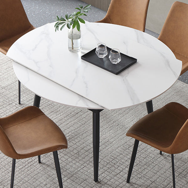 Modern Style Sintered Stone Dining Table White Round Home Table with 4 Legs Clearhalo ' dining_table' 'Dining Tables & Seating' 'Dining Tables' 'Furniture' 'furniture_dining_table' 'Kitchen & Dining Furniture' 'kitchen&dining_furn' 'kitchen' 'kitchen_dining_table' 3578367