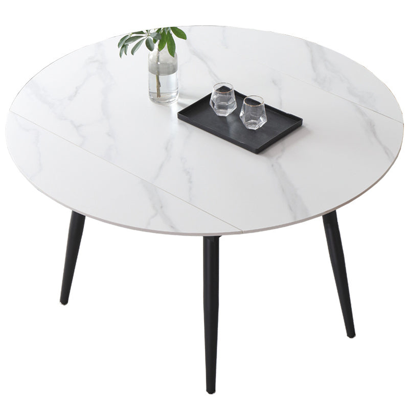 Modern Style Sintered Stone Dining Table White Round Home Table with 4 Legs Clearhalo ' dining_table' 'Dining Tables & Seating' 'Dining Tables' 'Furniture' 'furniture_dining_table' 'Kitchen & Dining Furniture' 'kitchen&dining_furn' 'kitchen' 'kitchen_dining_table' 3578371