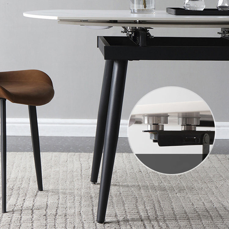 Modern Style Sintered Stone Dining Table White Round Home Table with 4 Legs Clearhalo ' dining_table' 'Dining Tables & Seating' 'Dining Tables' 'Furniture' 'furniture_dining_table' 'Kitchen & Dining Furniture' 'kitchen&dining_furn' 'kitchen' 'kitchen_dining_table' 3578374