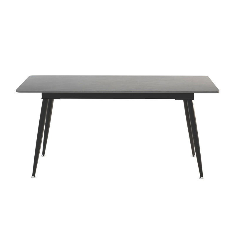 Sintered Stone Rectangular Dining Table Contemporary with Four Legs Base Table in Black Clearhalo ' dining_table' 'Dining Tables & Seating' 'Dining Tables' 'Furniture' 'furniture_dining_table' 'Kitchen & Dining Furniture' 'kitchen&dining_furn' 'kitchen' 'kitchen_dining_table' 3578381