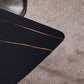 Sintered Stone Rectangular Dining Table Contemporary with Four Legs Base Table in Black Clearhalo ' dining_table' 'Dining Tables & Seating' 'Dining Tables' 'Furniture' 'furniture_dining_table' 'Kitchen & Dining Furniture' 'kitchen&dining_furn' 'kitchen' 'kitchen_dining_table' 3578383