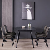 Sintered Stone Rectangular Dining Table Contemporary with Four Legs Base Table in Black Clearhalo ' dining_table' 'Dining Tables & Seating' 'Dining Tables' 'Furniture' 'furniture_dining_table' 'Kitchen & Dining Furniture' 'kitchen&dining_furn' 'kitchen' 'kitchen_dining_table' 3578385