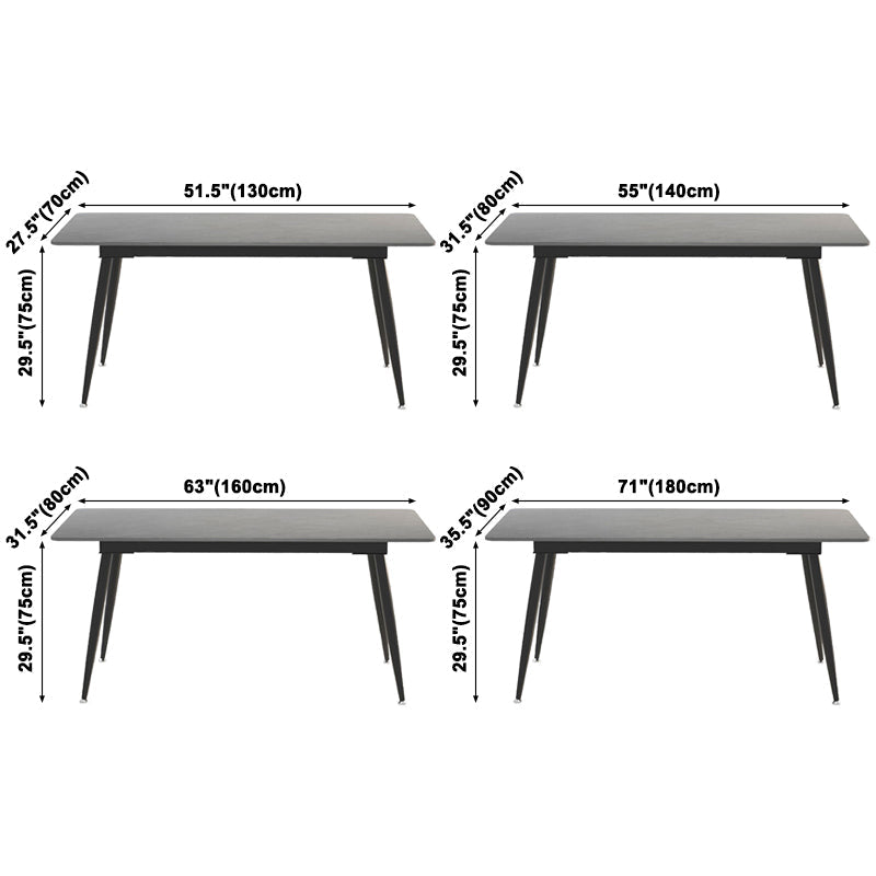 Sintered Stone Rectangular Dining Table Contemporary with Four Legs Base Table in Black Clearhalo ' dining_table' 'Dining Tables & Seating' 'Dining Tables' 'Furniture' 'furniture_dining_table' 'Kitchen & Dining Furniture' 'kitchen&dining_furn' 'kitchen' 'kitchen_dining_table' 3578386