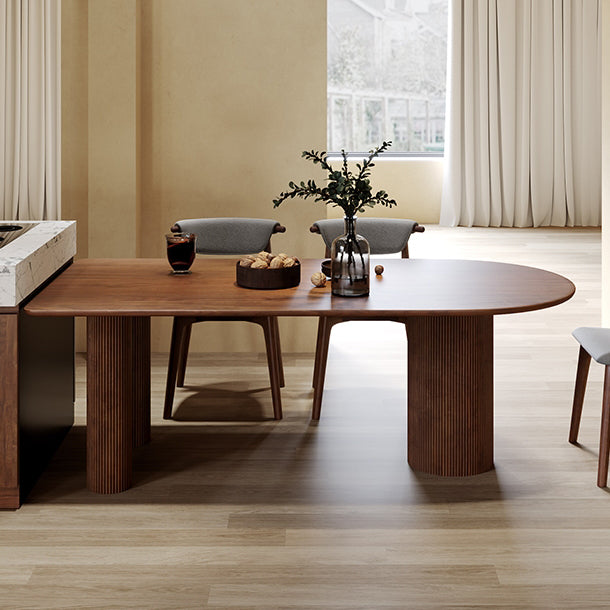 Contemporary Dining Table Pine Solid Wood Table with 3 Legs for Dining Brown Clearhalo ' dining_table' 'Dining Tables & Seating' 'Dining Tables' 'Furniture' 'furniture_dining_table' 'Kitchen & Dining Furniture' 'kitchen&dining_furn' 'kitchen' 'kitchen_dining_table' 3578396