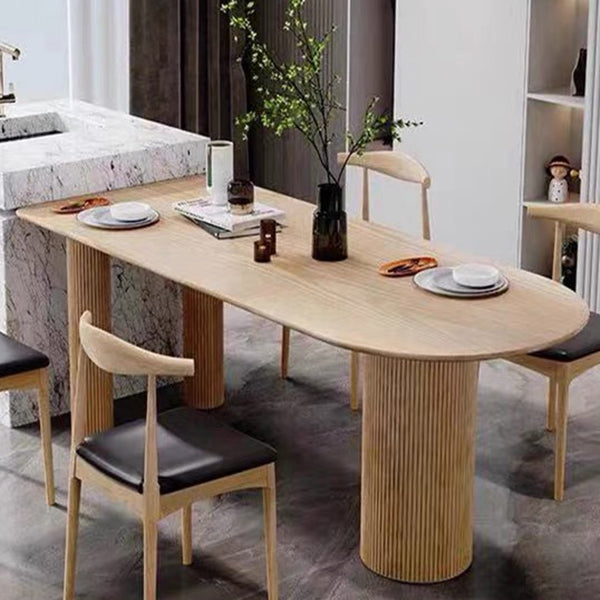 Contemporary Dining Table Pine Solid Wood Table with 3 Legs for Dining Clearhalo ' dining_table' 'Dining Tables & Seating' 'Dining Tables' 'Furniture' 'furniture_dining_table' 'Kitchen & Dining Furniture' 'kitchen&dining_furn' 'kitchen' 'kitchen_dining_table' 3578398