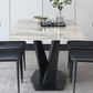 Modern Style Sintered Stone Dining Table Gray Rectangle Table with Pedestal Clearhalo ' dining_table' 'Dining Tables & Seating' 'Dining Tables' 'Furniture' 'furniture_dining_table' 'Kitchen & Dining Furniture' 'kitchen&dining_furn' 'kitchen' 'kitchen_dining_table' 3578407