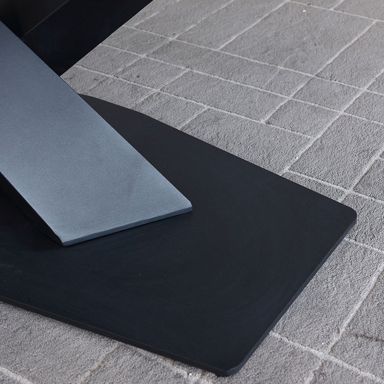 Modern Style Sintered Stone Dining Table Gray Rectangle Table with Pedestal Clearhalo ' dining_table' 'Dining Tables & Seating' 'Dining Tables' 'Furniture' 'furniture_dining_table' 'Kitchen & Dining Furniture' 'kitchen&dining_furn' 'kitchen' 'kitchen_dining_table' 3578410