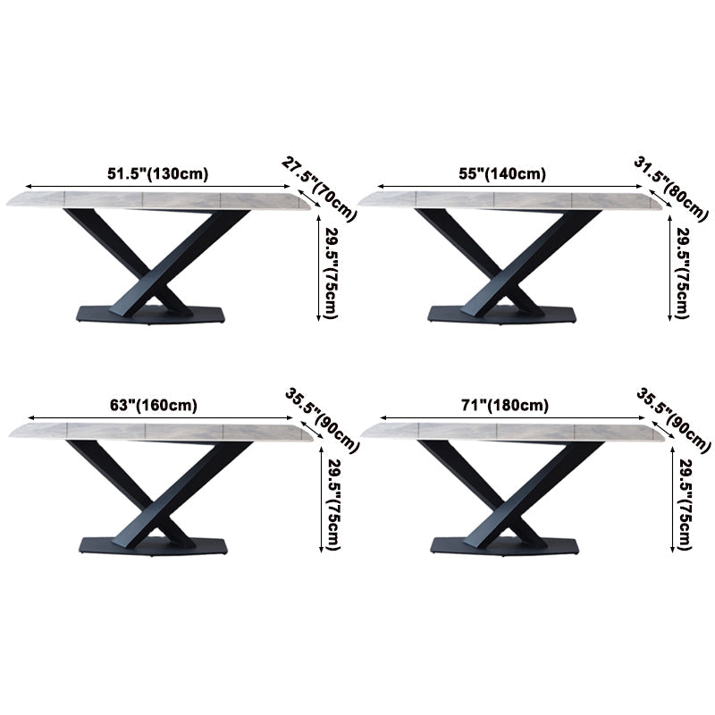 Modern Style Sintered Stone Dining Table Gray Rectangle Table with Pedestal Clearhalo ' dining_table' 'Dining Tables & Seating' 'Dining Tables' 'Furniture' 'furniture_dining_table' 'Kitchen & Dining Furniture' 'kitchen&dining_furn' 'kitchen' 'kitchen_dining_table' 3578413