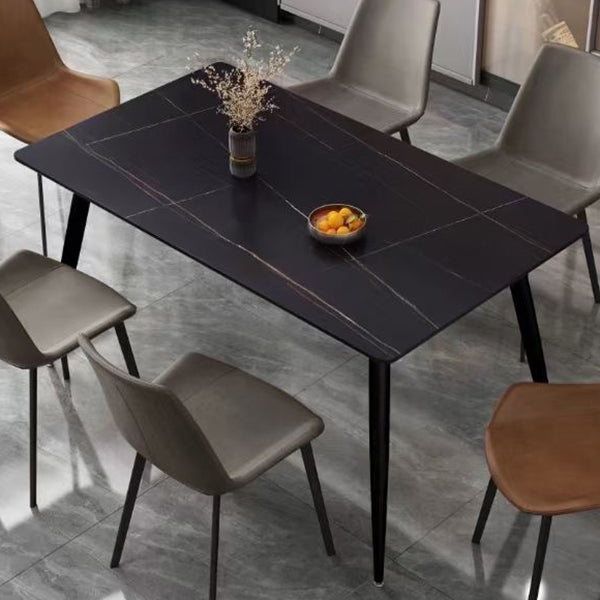 Rectangle Dining Table Modern Sintered Stone Furniture with Metallic Base Black Without Chairs Clearhalo ' dining_table' 'Dining Tables & Seating' 'Dining Tables' 'furn' 'furn_dining_table' 'Furniture' 'furniture_dining_table' 'Kitchen & Dining Furniture' 'kitchen&dining_furn' 'kitchen' 'kitchen_dining_table' 3578417