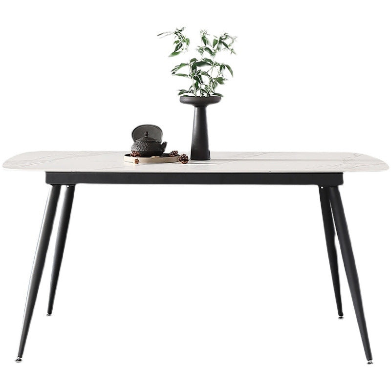 Rectangle Dining Table Modern Sintered Stone Furniture with Metallic Base Clearhalo ' dining_table' 'Dining Tables & Seating' 'Dining Tables' 'furn' 'furn_dining_table' 'Furniture' 'furniture_dining_table' 'Kitchen & Dining Furniture' 'kitchen&dining_furn' 'kitchen' 'kitchen_dining_table' 3578418