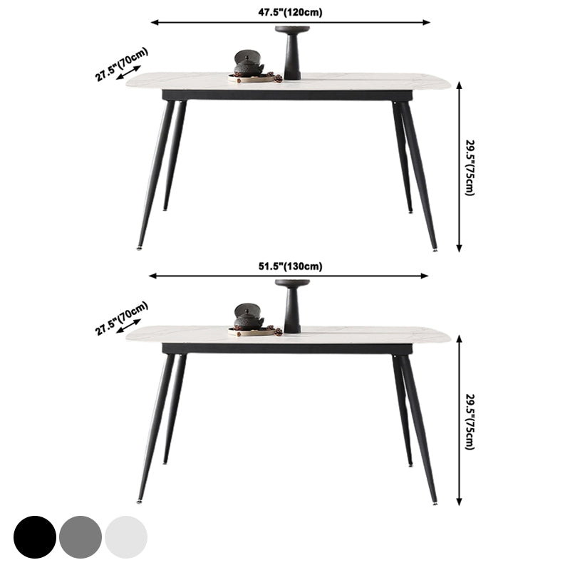 Rectangle Dining Table Modern Sintered Stone Furniture with Metallic Base Clearhalo ' dining_table' 'Dining Tables & Seating' 'Dining Tables' 'furn' 'furn_dining_table' 'Furniture' 'furniture_dining_table' 'Kitchen & Dining Furniture' 'kitchen&dining_furn' 'kitchen' 'kitchen_dining_table' 3578419