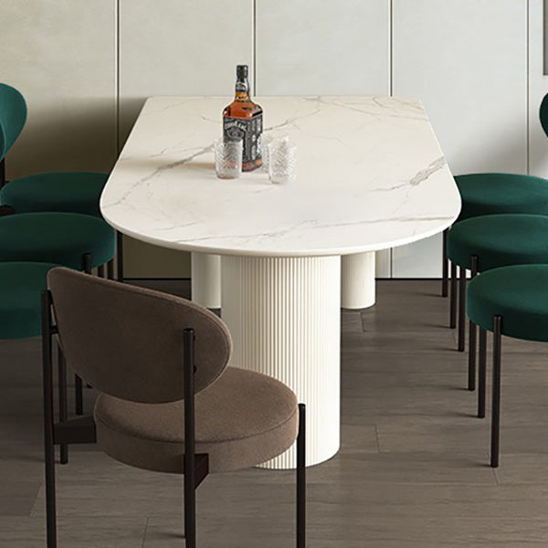 Contemporary Dining Table Sintered Stone Dining Table with 3 White Legs for Dining Clearhalo ' dining_table' 'Dining Tables & Seating' 'Dining Tables' 'furn' 'furn_dining_table' 'Furniture' 'furniture_dining_table' 'Kitchen & Dining Furniture' 'kitchen&dining_furn' 'kitchen' 'kitchen_dining_table' 3578420