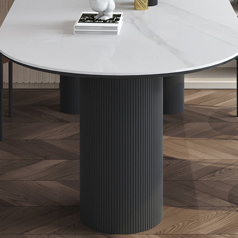 Contemporary Dining Table Sintered Stone Dining Table with 3 White Legs for Dining Clearhalo ' dining_table' 'Dining Tables & Seating' 'Dining Tables' 'furn' 'furn_dining_table' 'Furniture' 'furniture_dining_table' 'Kitchen & Dining Furniture' 'kitchen&dining_furn' 'kitchen' 'kitchen_dining_table' 3578425