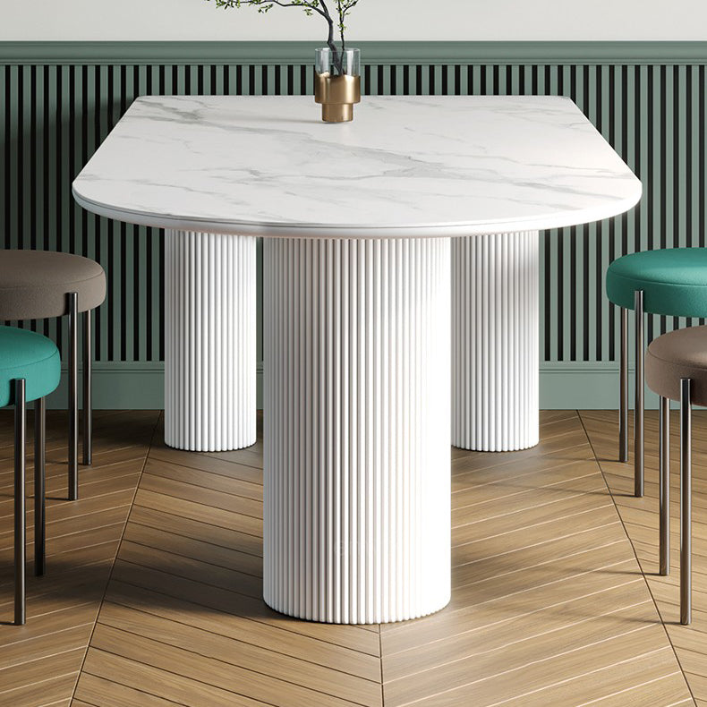 Contemporary Dining Table Sintered Stone Dining Table with 3 White Legs for Dining Clearhalo ' dining_table' 'Dining Tables & Seating' 'Dining Tables' 'furn' 'furn_dining_table' 'Furniture' 'furniture_dining_table' 'Kitchen & Dining Furniture' 'kitchen&dining_furn' 'kitchen' 'kitchen_dining_table' 3578433