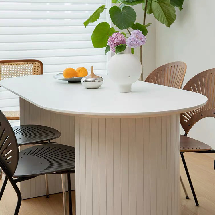 Solid Wood Contemporary Free Form Dining Table Marble Top Table for Dining Room Clearhalo ' dining_table' 'Dining Tables & Seating' 'Dining Tables' 'Furniture' 'furniture_dining_table' 'Kitchen & Dining Furniture' 'kitchen&dining_furn' 'kitchen' 'kitchen_dining_table' 3578449