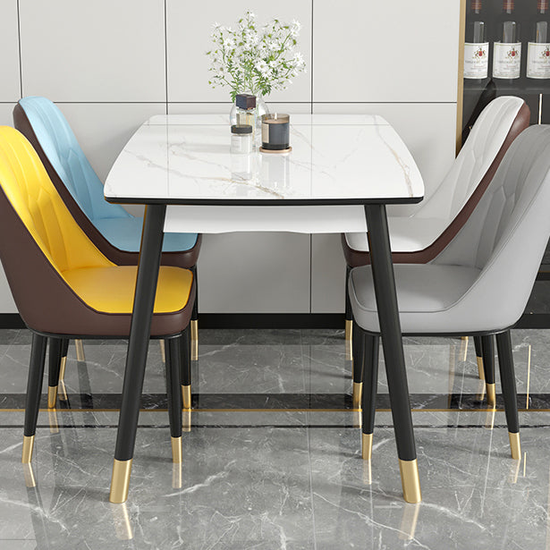 Contemporary Sintered Stone Kitchen Dining Table Rectangle Shape Dining Table with 4 Legs Base Clearhalo ' dining_table' 'Dining Tables & Seating' 'Dining Tables' 'Furniture' 'furniture_dining_table' 'Kitchen & Dining Furniture' 'kitchen&dining_furn' 'kitchen' 'kitchen_dining_table' 3578457